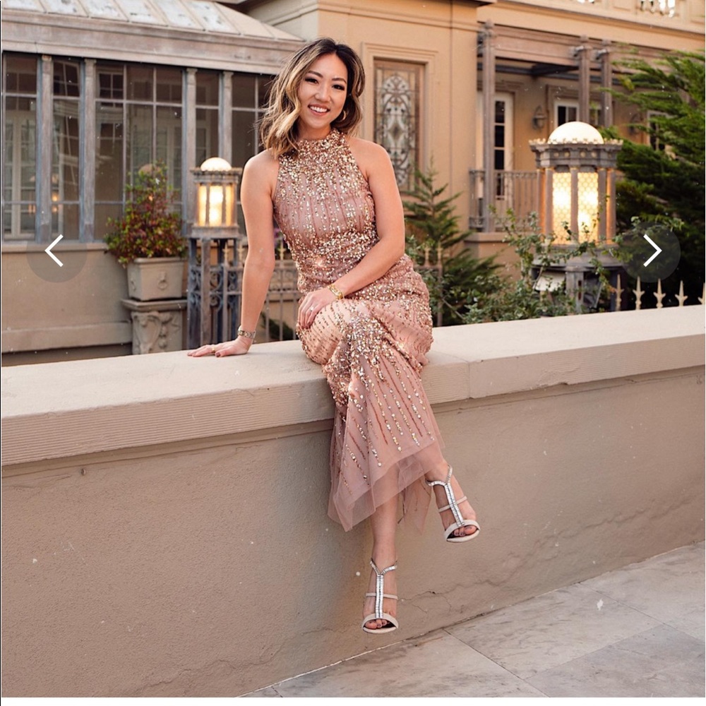 Beautiful Adrianna Papell beaded gown in Rose